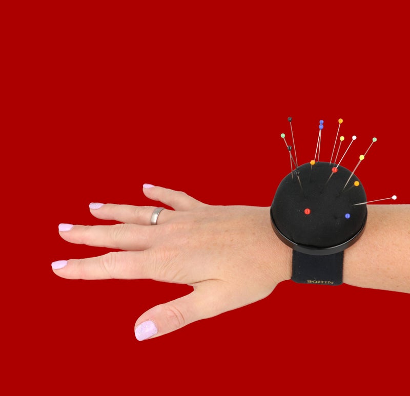 Bohin Adjustable Snap Bracelet, Black Sewing Pin Cushion - Image 4